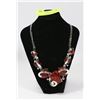 Image 1 : DECORATIVE SILVER TONED NECKLACE WITH RED GEM