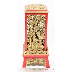 ORNATE ORIENTAL LIDDED CANDLE HOLDER WITH NATURE