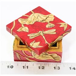 HAND MADE STONE LIDDED DRAGON FLY DESIGN TRINKET