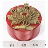 Image 1 : HANDMADE STONE LIDDED RED TRINKET BOX WITH RAISED