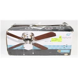 42" NEPTUNE BRUSHED NICKLE FINISH FAN LIGHT