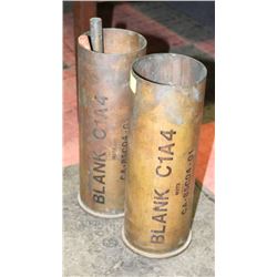 LOT OF 2 BRASS ARTILLERY SHELLS 15" TALL