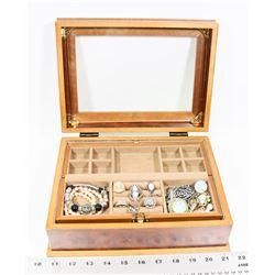 WOOD & GLASS TOP JEWELLERY BOX
