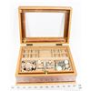 Image 1 : WOOD & GLASS TOP JEWELLERY BOX