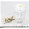 Image 1 : CHINESE CERAMIC BUDDHA BUST, DUAL OIL