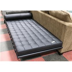 BLACK LEATHERETTE BENCH 38"X77"X16".