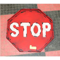RED SHOWHOME METAL STOP SIGN REPLICA DECOR.