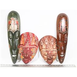 BOX W/4 HAND CARVED WALL-MOUNT WOOD