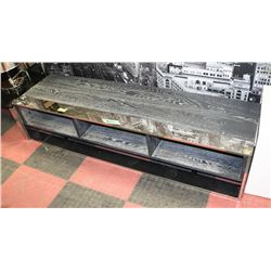 BLACK/GREY WOOD & MIRROR TV STAND 71"X20"X16".