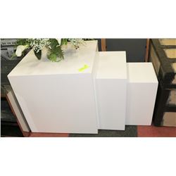 3PC WHITE NESTING TABLES.