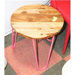 WOOD TOP WITH METAL BASE END TABLE