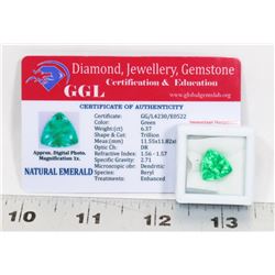 #113-NATURAL GREEN EMERALD LOOSE GEMSTONE 6.37CT