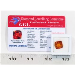 #102-NATURAL ORANGE SAPPHIRE LOOSE GEMSTONE 9.67CT