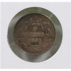 1901 QUEEN VIC CANADIAN SILVER 5 CENT COIN