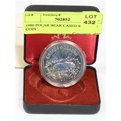 1980 POLAR BEAR CASED SILVER CANADIAN $1 COIN