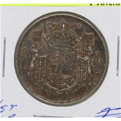 1937 GVI CANADIAN SILVER 50 CENT 1ST YEAR MINTED