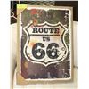 Image 1 : NEW ROUTE 66 FRAMED BURLAP CANVAS PRINT 17"X22"