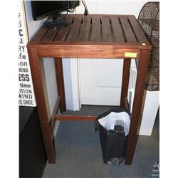 TEAK BAR TABLE SOLD WITH 2 STOOLS