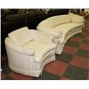 Image 1 : WHITE UPHOLSTERED 103" SOFA WITH TWO 39" CHAIRS.