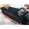 Image 1 : 88" BLACK FABRIC SHOWHOME SOFA W/ ACCENT PILLOWS.
