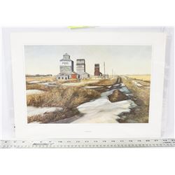 ABANDONED GRAIN TOWER COUNTRY SEEN LITHOGRAH