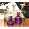 Image 1 : 5PC SHOWHOME PURPLE & GREY GLASS CANDLE STANDS.