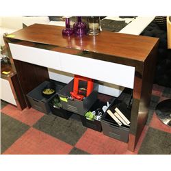 2 DRAWER WOOD TONE, WHITE WITH MIRRORED ACCENT