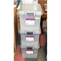 3 STACKABLE STORAGE BINS 18"X14"X13"