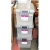 Image 1 : 3 STACKABLE STORAGE BINS 18"X14"X13"