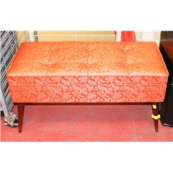 MID CENTURY FRIEZE FABRIC FLIP TOP BENCH.