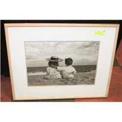 KIDS AT THE BEACH FRAMED PICTURE 28"X22"