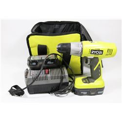 RYOBI 18V DRILL W/ 2 BATTERIES & 1 CHARGER