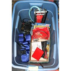 ASSORTED TOOLS INCLUDING SPARK PLUGS, OIL FILTER