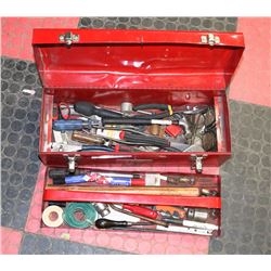 CRAFTSMAN RED METAL TOOL BOX FILLED WITH TOOLS