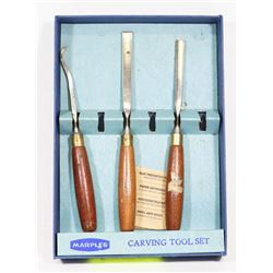 VINTAGE SET OF 3 MARPLES CHISELS / CARVING TOOLS
