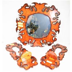3PC CARVED MIRROR SET.