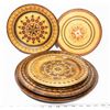 FIVE POLISH WOODEN PLATE ART PIECES.