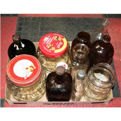 FLAT OF VINTAGE BOTTLES.