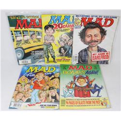 LOT OF 5 MAD MAGAZINES.