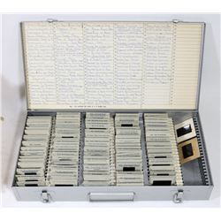 METAL BOX OF ASSORTED VINTAGE SLIDES, WOLFE
