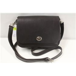 M0851 BROWN SMALL FLAP TURNLOCK CLUTCH BAG