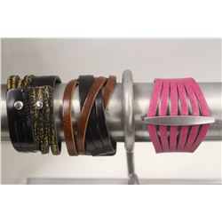 3 ASSORTED LEATHER BRACELETS