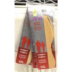 3 PAIRS OF MENS SZ 12 TANA LEATHER INSOLES