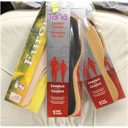 3 PAIRS OF MENS ASSORTED SIZE LEATHER INSOLES