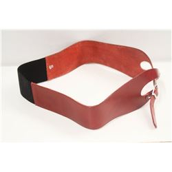 2" RED LEATHER BAND FASHION BELT W/ ELASTIC BACK