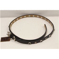 32" BRAVE GREY GENIA LEATHER STUDDED BELT