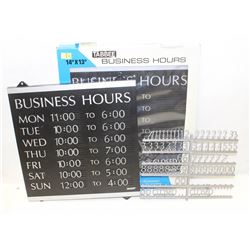 LOT OF 2 "OPEN" SIGNS W/ ADJUSTABLE HOURS DISPLAY
