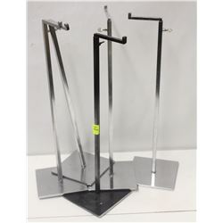 LOT OF 5 SQUARE CHROME-ROD PRODUCT DISPLAY STANDS