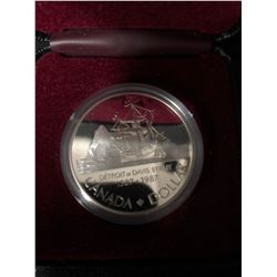 1987 Canada Silver Proof Dollar Detroit De Davis Strait .500 SILVER