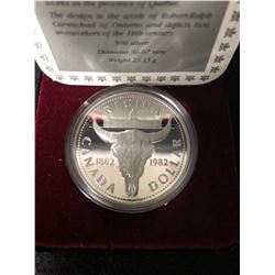 1982 CANADA REGINA CENTENNIAL PROOF SILVER DOLLAR COIN .500 SILVER